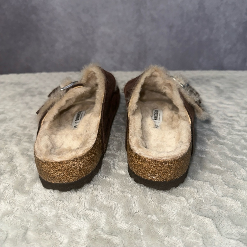 Birkenstock Florida Fresh Shearling Brown Oiled Women’s Size 7 Mens 5 38 - Picture 3 of 6